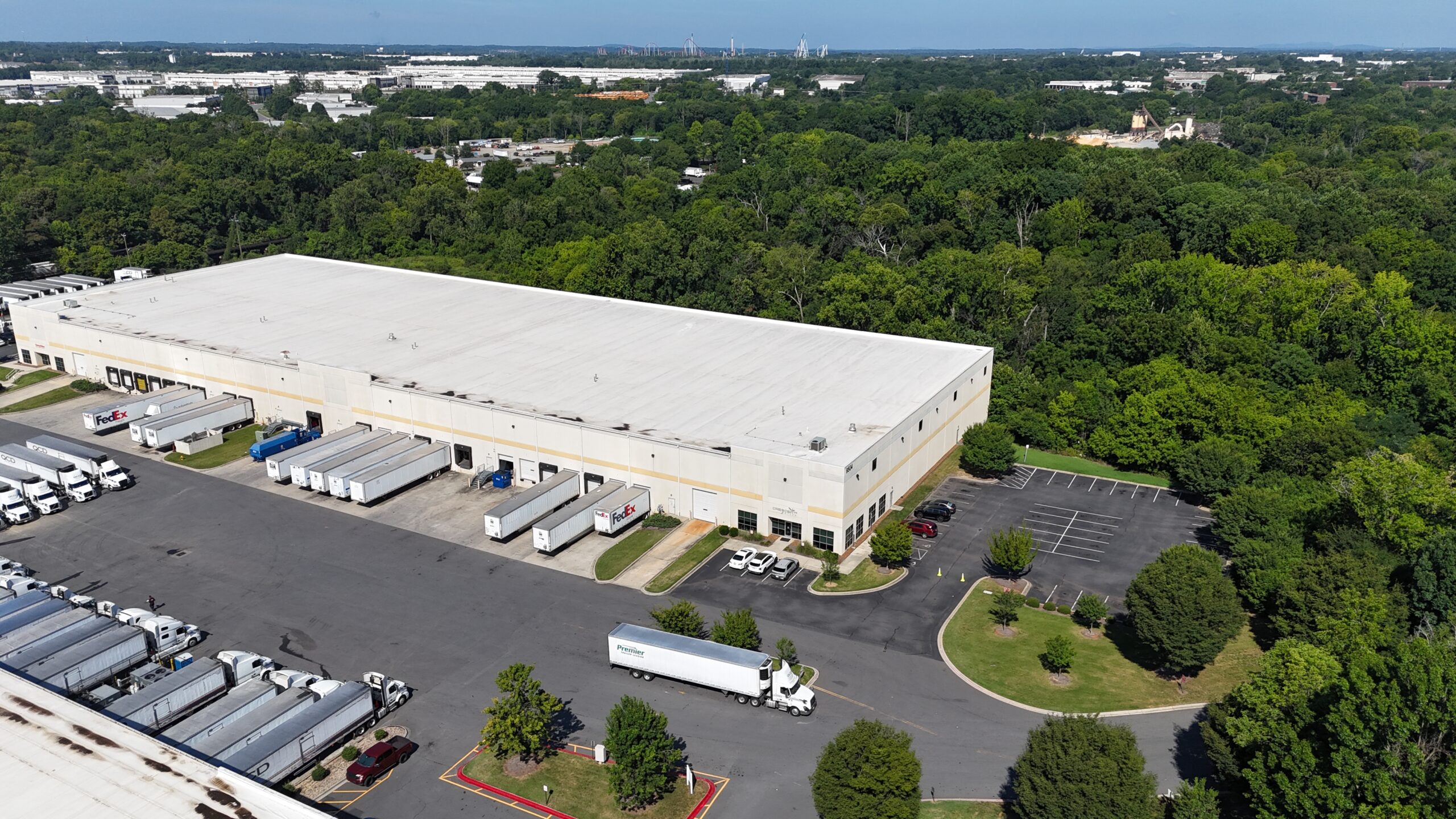 Charlotte-area distribution warehouse with parking and site access visible