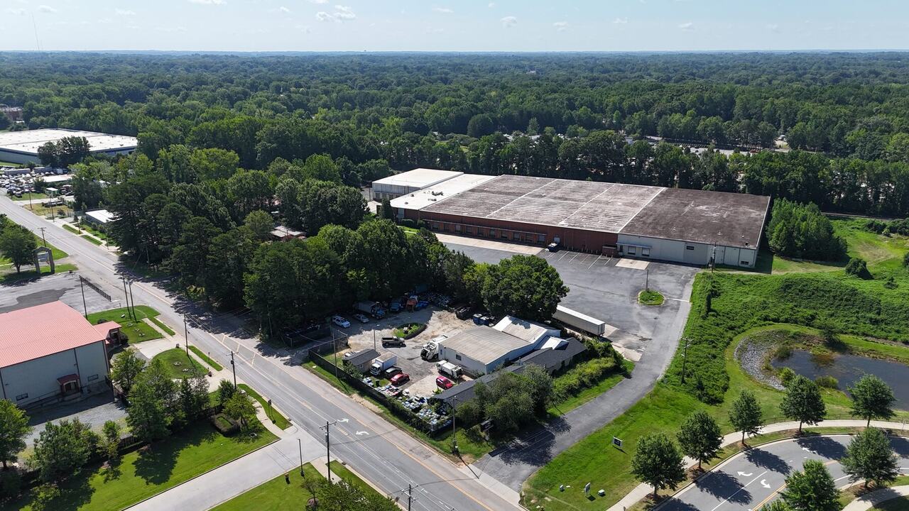 Aerial view documenting development progress at an Old Concord Road commercial property